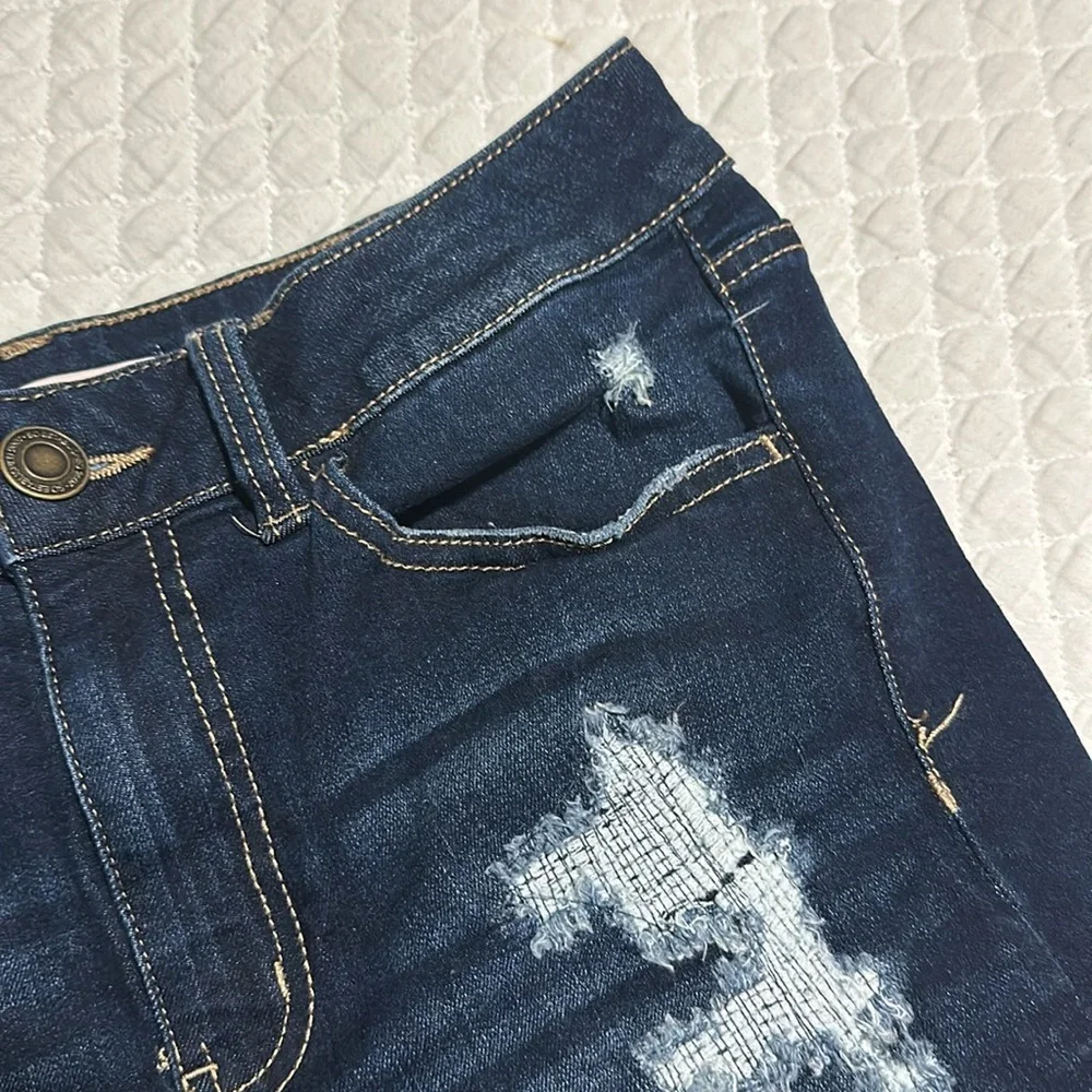 So high rise midi jean shorts